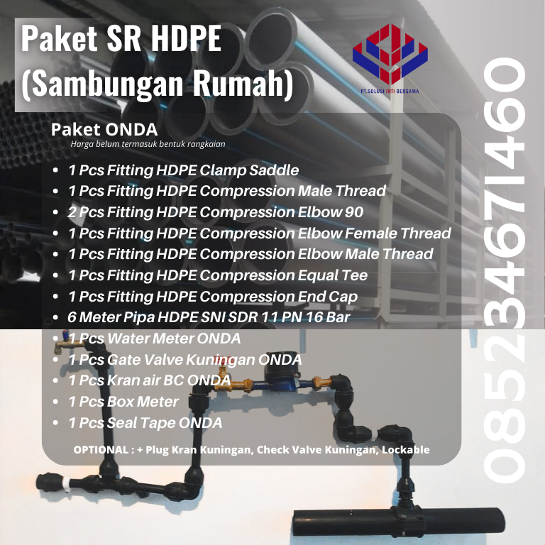 Harga Sambungan Rumah Provinsi Jawa Barat, Supplier Paket SR Termurah, Distributor Pipa HDPE, Subduct, PPR, PVC, Limbah SDR-41, Fitting Penguin, Compression, Injection, Butt Fusion, Mesin Las HDPE, Pemanas PP-R